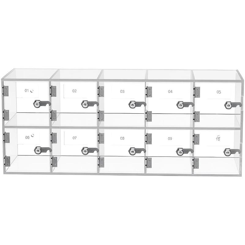 Cabinet Lock Key - ตู้เก็บโทรศัพท์มือถือ 10 ช่อง วัสดุอะคริลิก พร้อมกุญแจล็อค ตู้ติดผนัง