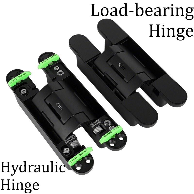 Furniture Hardware Types - บานพับประตูไฮดรอลิกสีดำ ปรับได้ 2 มิติ แบบเงียบ ปิดนุ่มนวล