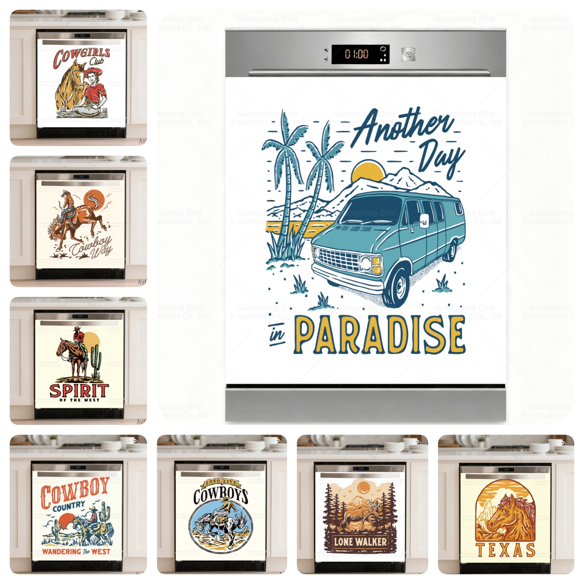 Furniture Paradise & Hardware Ghaziabad Reviews - สติ๊กเกอร์กันน้ำลายคาวบอยตะวันตกและพาราไดซ์ แวน สำหรับตกแต่งเครื่องล้างจาน วอลเปเปอร์แบบติดเอง ตกแต่งเครื่องซักผ้าในครัว