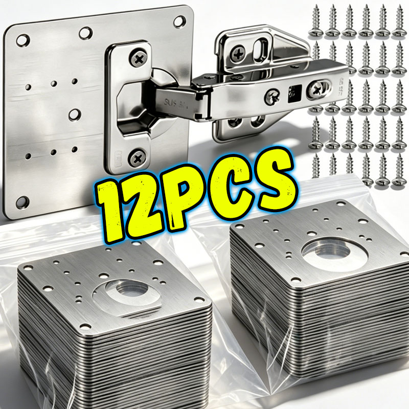 Furniture Hardware Repair - ชุดแผ่นซ่อมบานพับประตูตู้ สแตนเลส ทนทาน พร้อมสกรูยึด อุปกรณ์ฮาร์ดแวร์เฟอร์นิเจอร์
