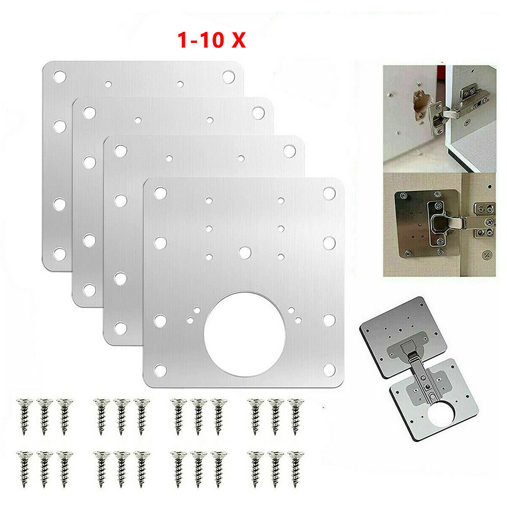 Furniture Hardware Repair - 10 ชิ้นบานพับประตูบานพับประตูสแตนเลสบานพับตู้ซ่อมแผ่นชุดประตูไม้กล่องเฟอร์นิเจอร์ฮาร์ดแวร์