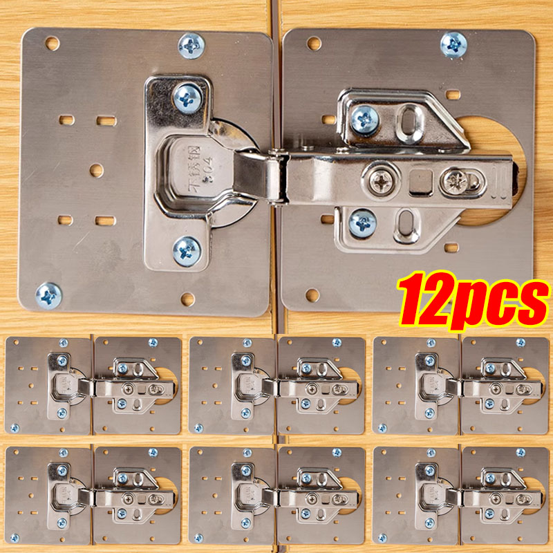 Furniture Hardware Repair - ชุดแผ่นซ่อมบานพับตู้ สแตนเลส สำหรับติดตั้งบานพับประตูตู้ครัว พร้อมรูสำหรับยึด อุปกรณ์ฮาร์ดแวร์