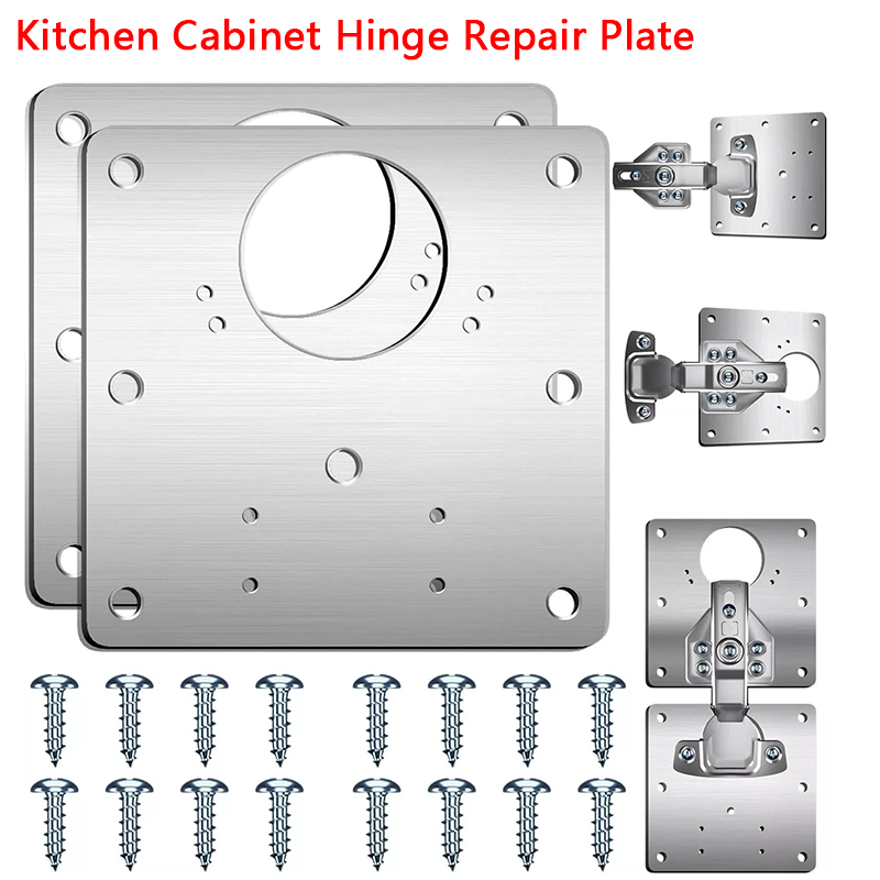 Furniture Hardware Repair - 2/10 ชิ้นชุดบานพับแผ่นซ่อมห้องครัวบานพับประตูแผ่นยึดพร้อมสกรูแบนวงเล็บยึดเฟอร์นิเจอร์ฮาร์ดแวร์ To
